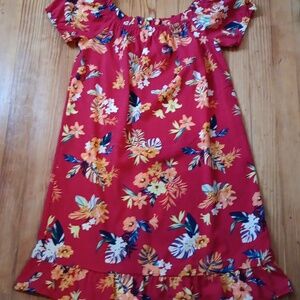 Primark children's red floral dress. Ages 13-14